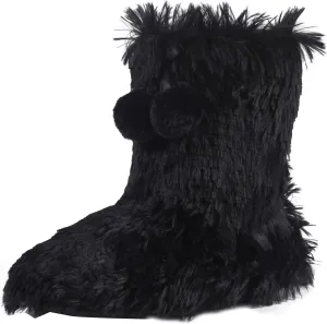 Women's Boots Slippers Fuzzy Warm Memory Foam Indoor House Shoes Booties Slippers with Non-slip Rubber Soles
