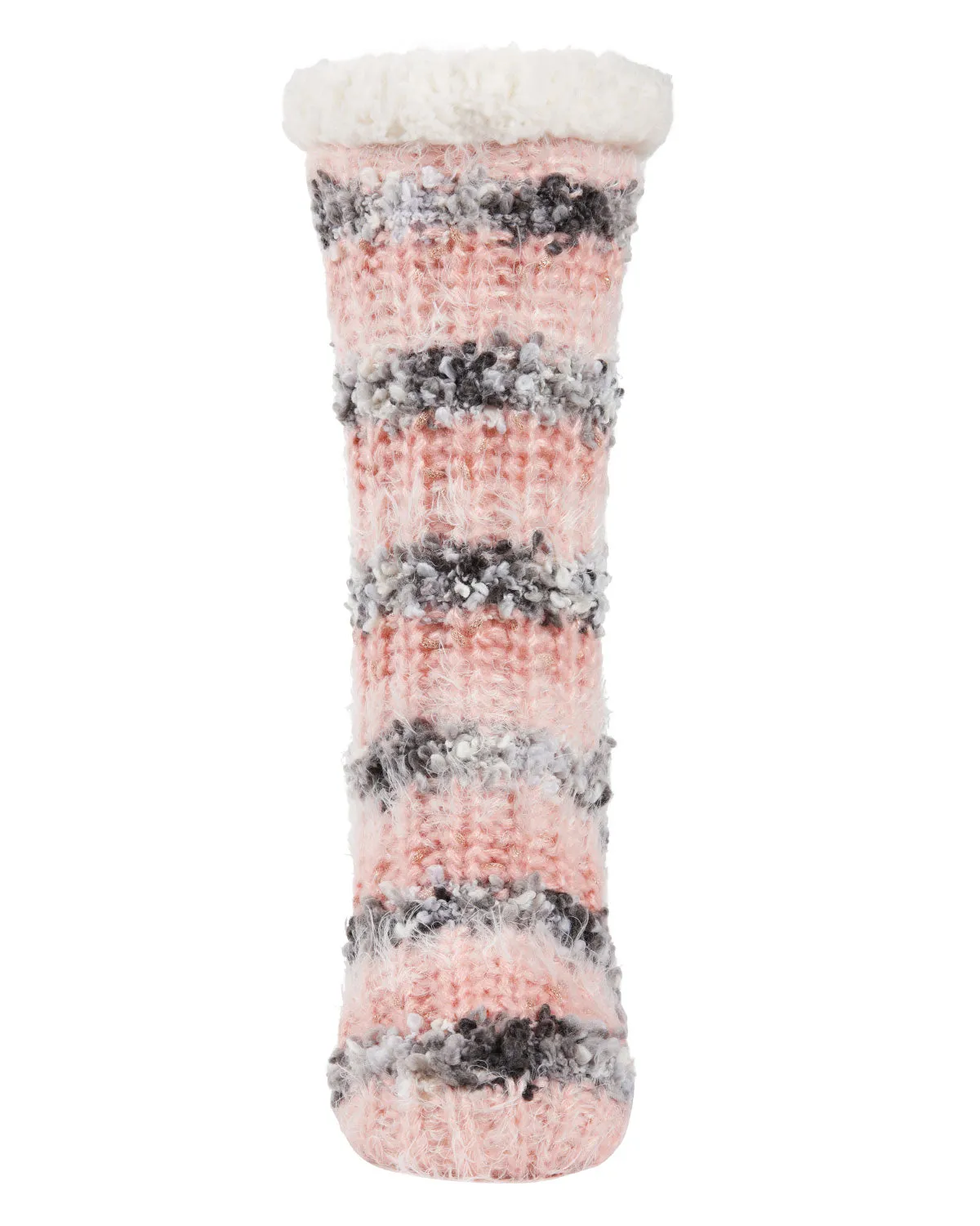 Women's Chunky Striped Knit Plush Lined Slipper Socks