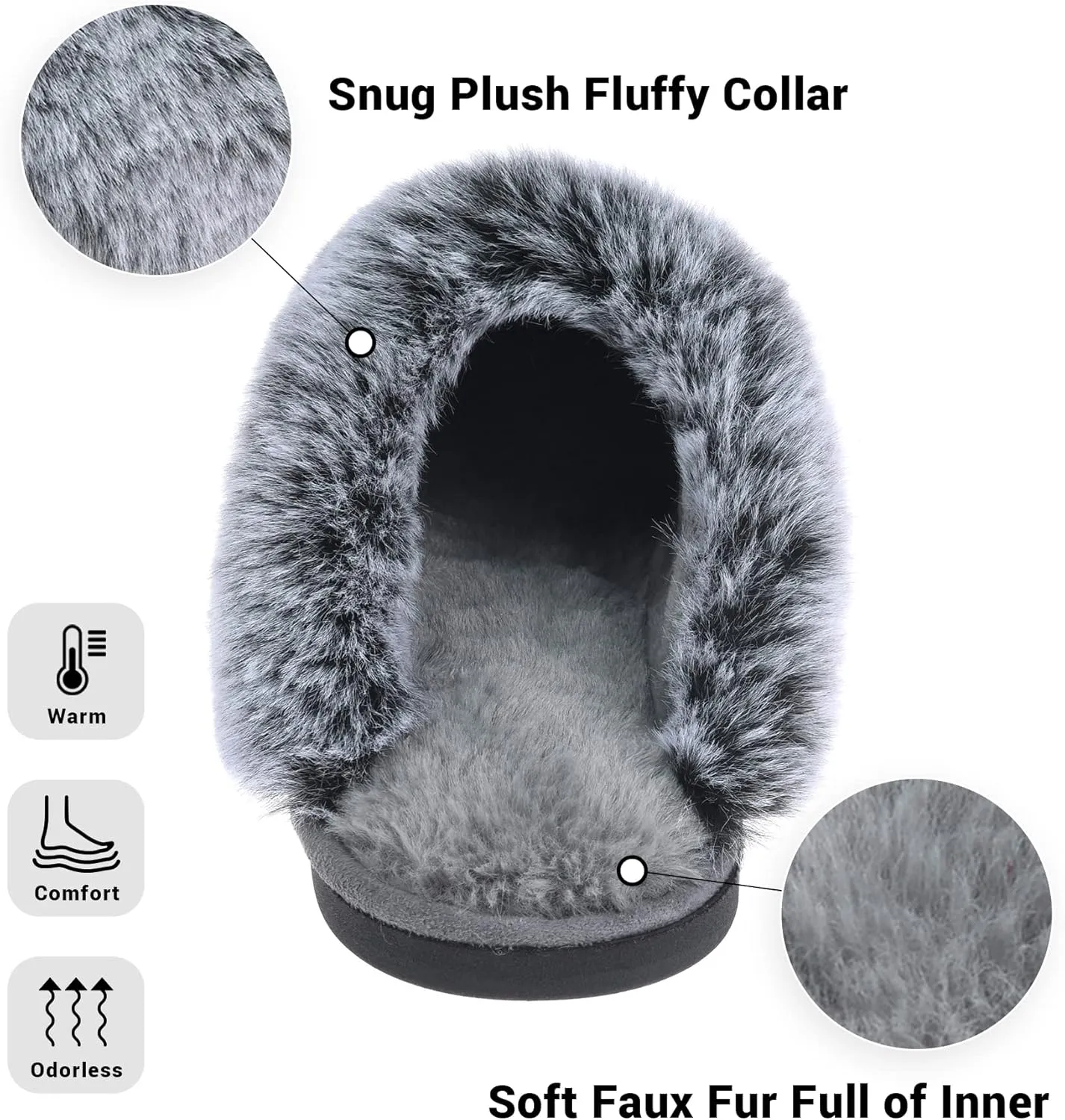 Women's Comfy Faux Fur Scuff Slippers Micro Suede Memory Foam Slip on Fuzzy Slide House Shoes Anti-Skid Sole