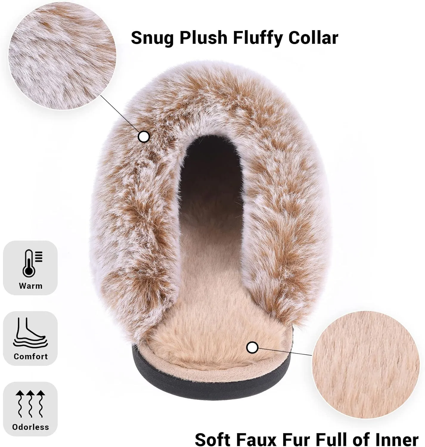 Women's Comfy Faux Fur Scuff Slippers Micro Suede Memory Foam Slip on Fuzzy Slide House Shoes Anti-Skid Sole