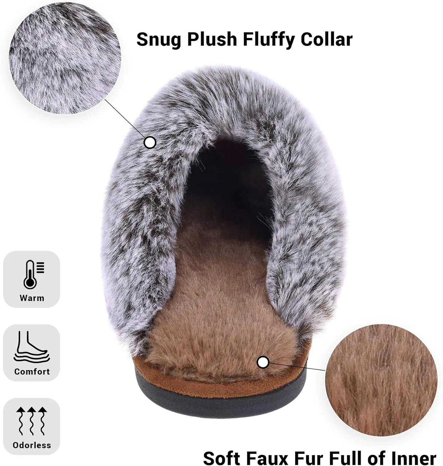 Women's Comfy Faux Fur Scuff Slippers Micro Suede Memory Foam Slip on Fuzzy Slide House Shoes Anti-Skid Sole