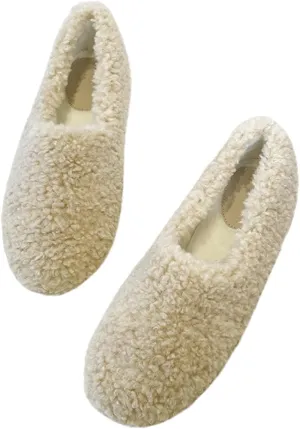 Women's Comfy Loafer Slippers for Women Indoor and OutdoorWomen’s Soft Curly Full Slippers Closed Toe Slides Fluffy