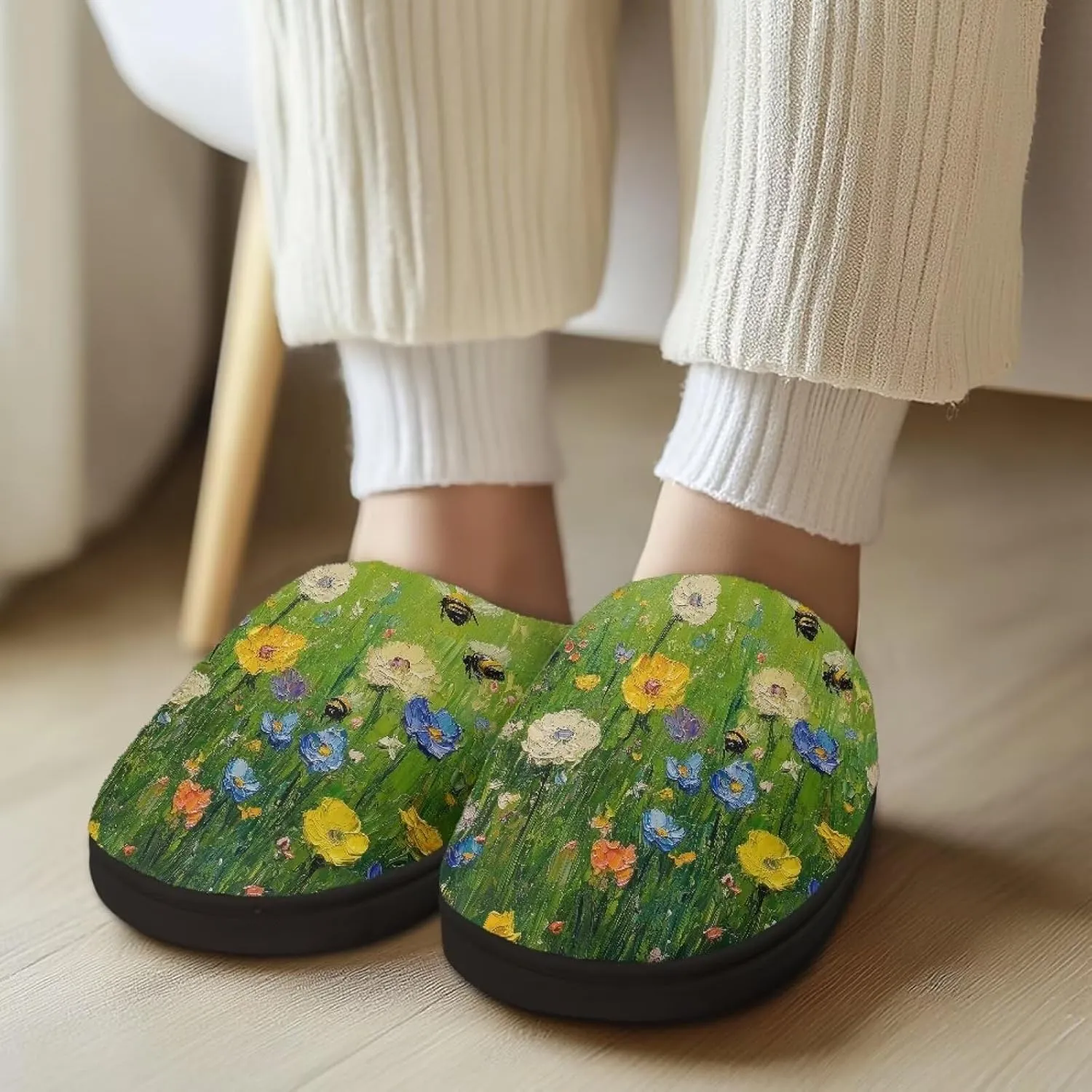 Women's Cotton Slipper Warm Cozy Breathable Fuzzy Winter Slipper Furry Non-Slip Plush House Slipper for Women US 4-12