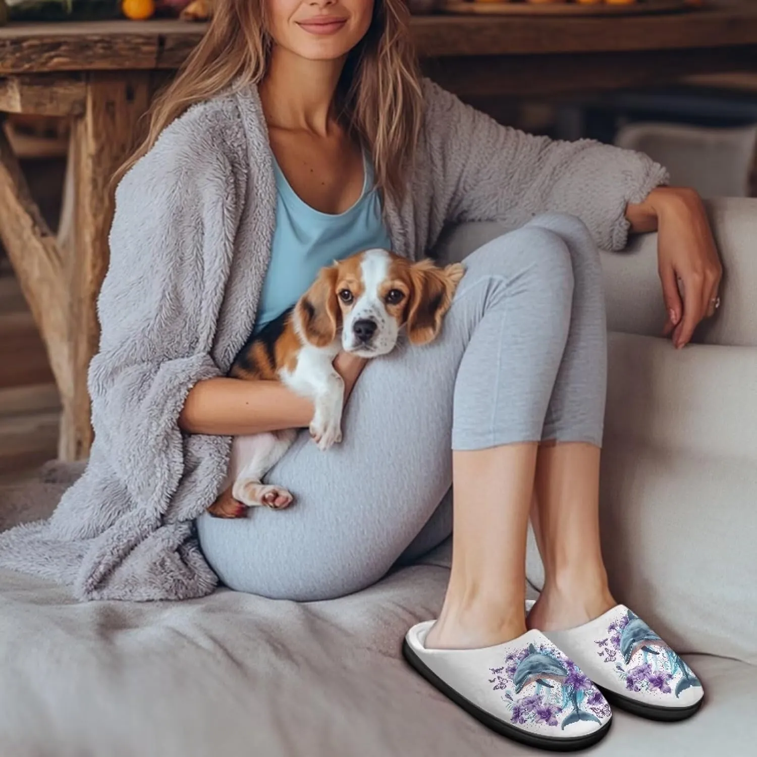 Women's Cotton Slipper Warm Cozy Fuzzy Furry Winter Slipper Non-Slip Plush House Slipper for Women US 3-13