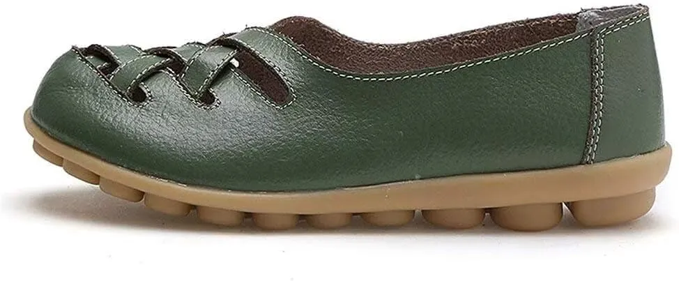 Women's Cowhide Leather Loafers Flats Sandals Slip-On