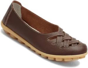 Women's Cowhide Leather Loafers Flats Sandals Slip-On