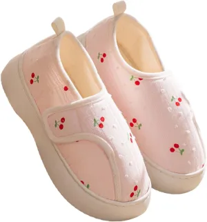 Womens Cute Closed Toe Slippers Indoor Lightweight Cozy Adjustable House Slippers Outdoor Slip On Travel Walking Shoe