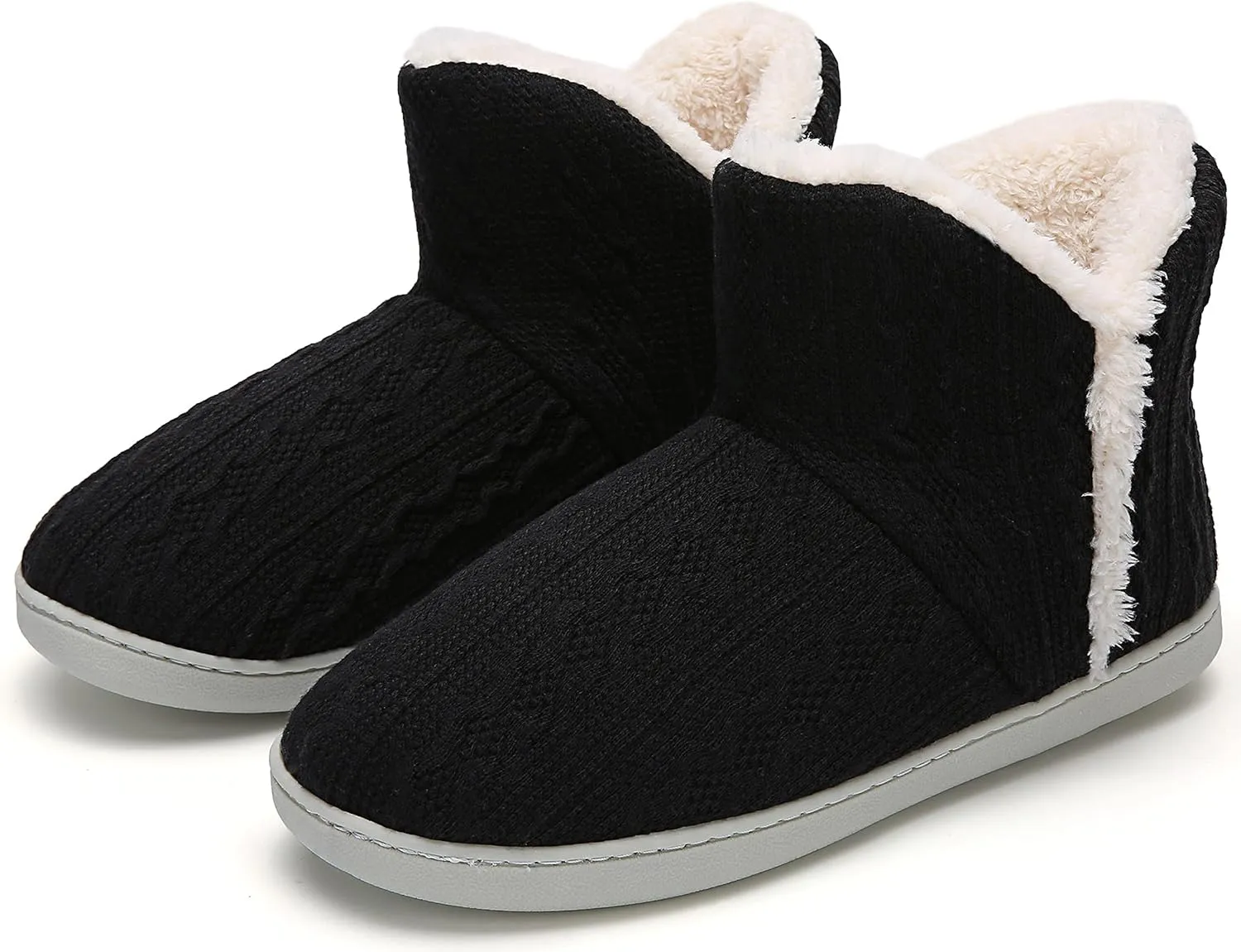 Women's Fluffy Winter Warm Knit Slippers with Memory Foam