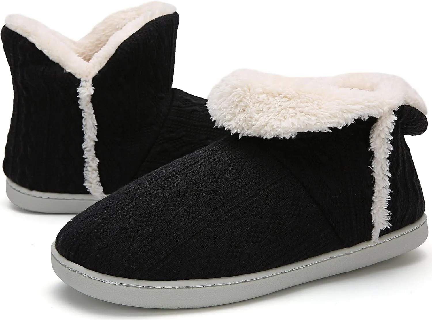 Women's Fluffy Winter Warm Knit Slippers with Memory Foam