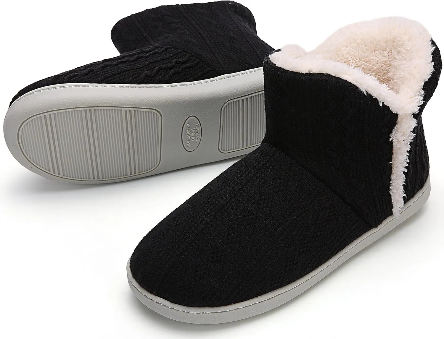 Women's Fluffy Winter Warm Knit Slippers with Memory Foam