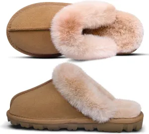 Women's Fuzzy Autumn Winter Plush Purple Solid Faux Fur Slippers