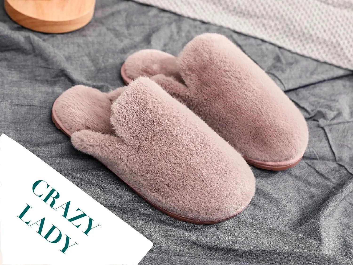 Women's Fuzzy House Memory Foam Slippers Fluffy Furry Fur Slippers Scuff Outdoor Indoor Warm Cozy Plush Bedroom Shoes Soft Flat Comfy Anti-Slip
