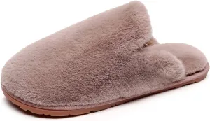 Women's Fuzzy House Memory Foam Slippers Fluffy Furry Fur Slippers Scuff Outdoor Indoor Warm Cozy Plush Bedroom Shoes Soft Flat Comfy Anti-Slip