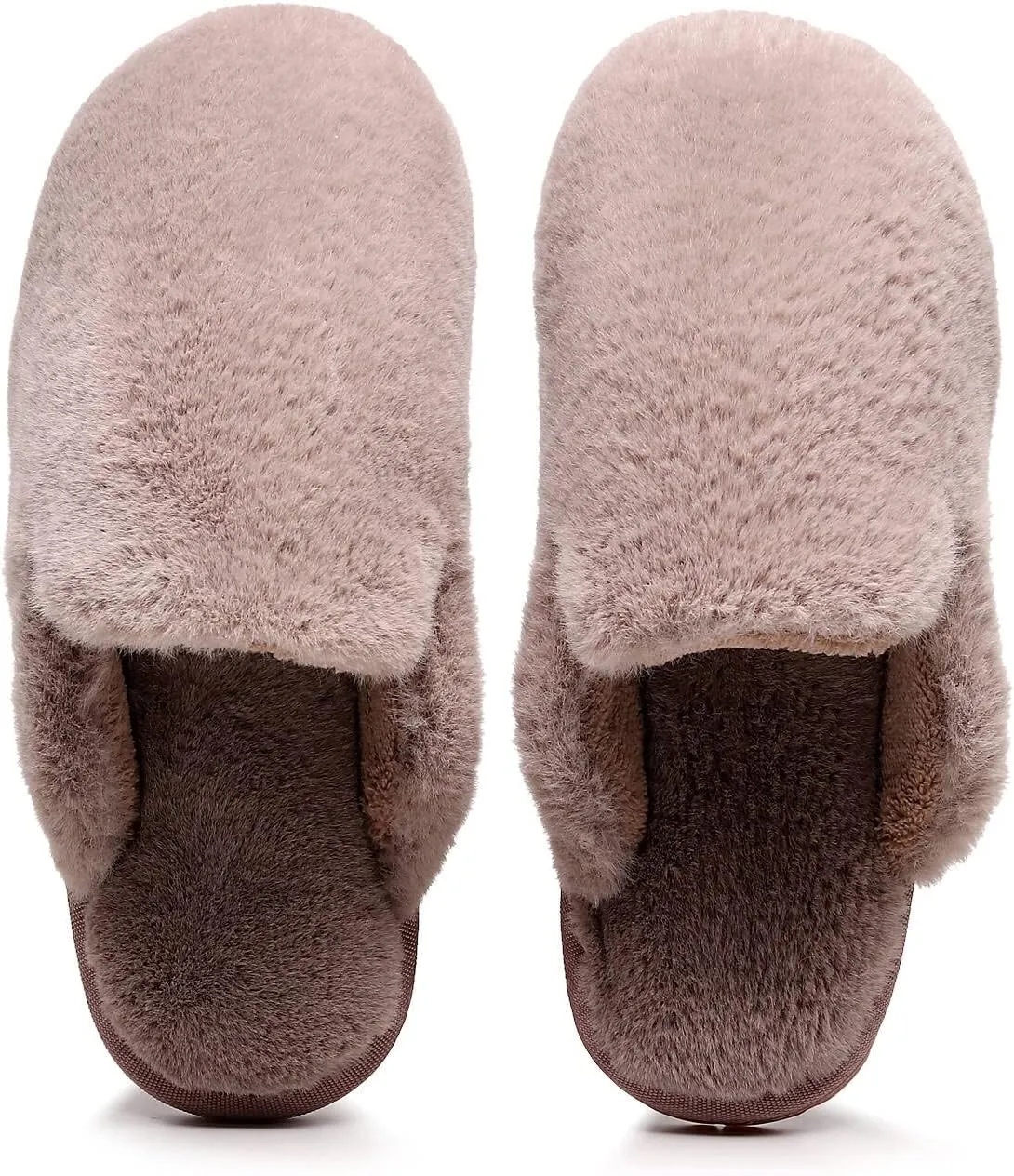 Women's Fuzzy House Memory Foam Slippers Fluffy Furry Fur Slippers Scuff Outdoor Indoor Warm Cozy Plush Bedroom Shoes Soft Flat Comfy Anti-Slip