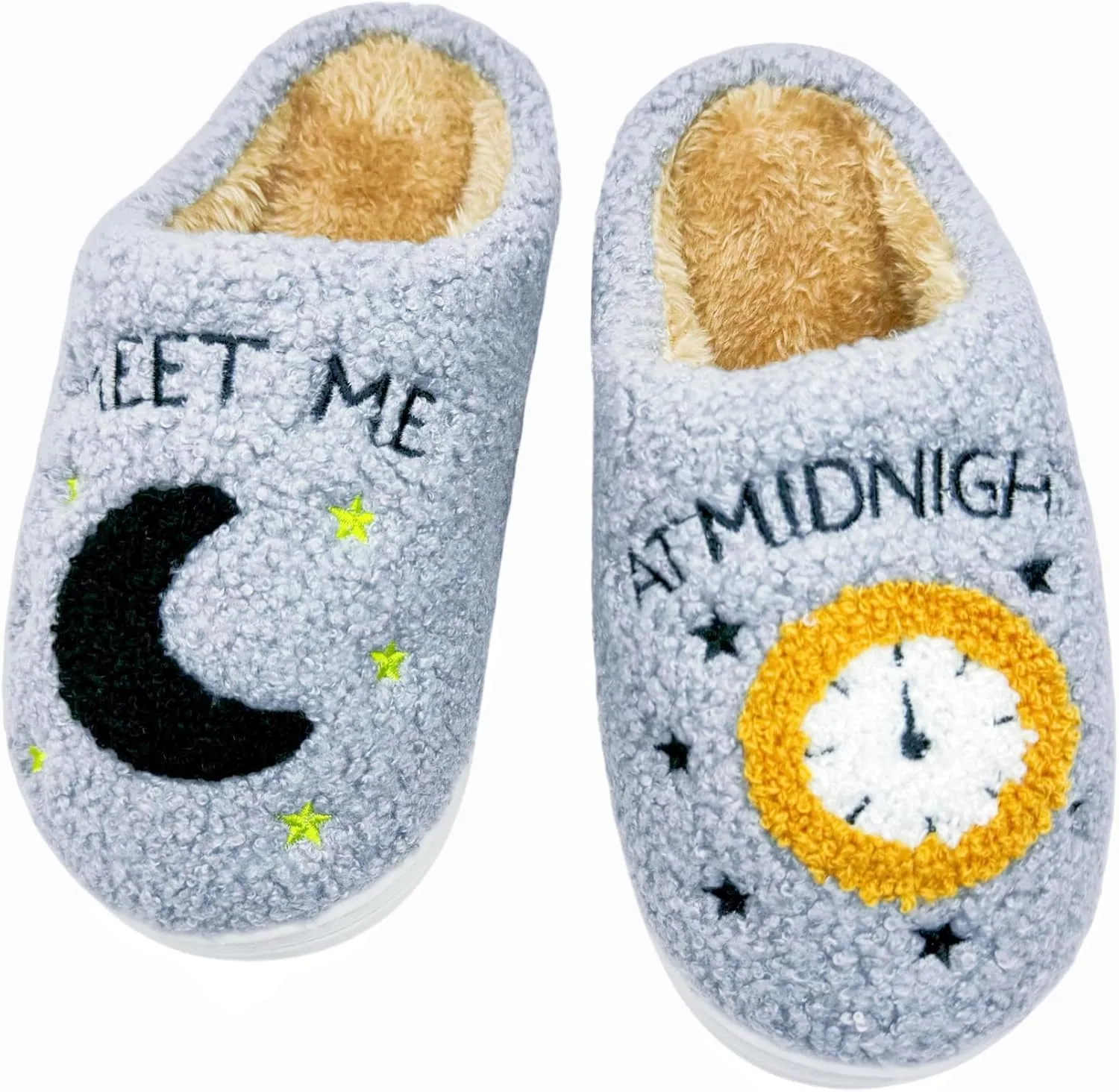 Women's Fuzzy Slipper Men's Smile Face Slippers Girls Indoor Bedroom Slipper Boys Fluffy Winter House Shoes Non-slip Home Shoes