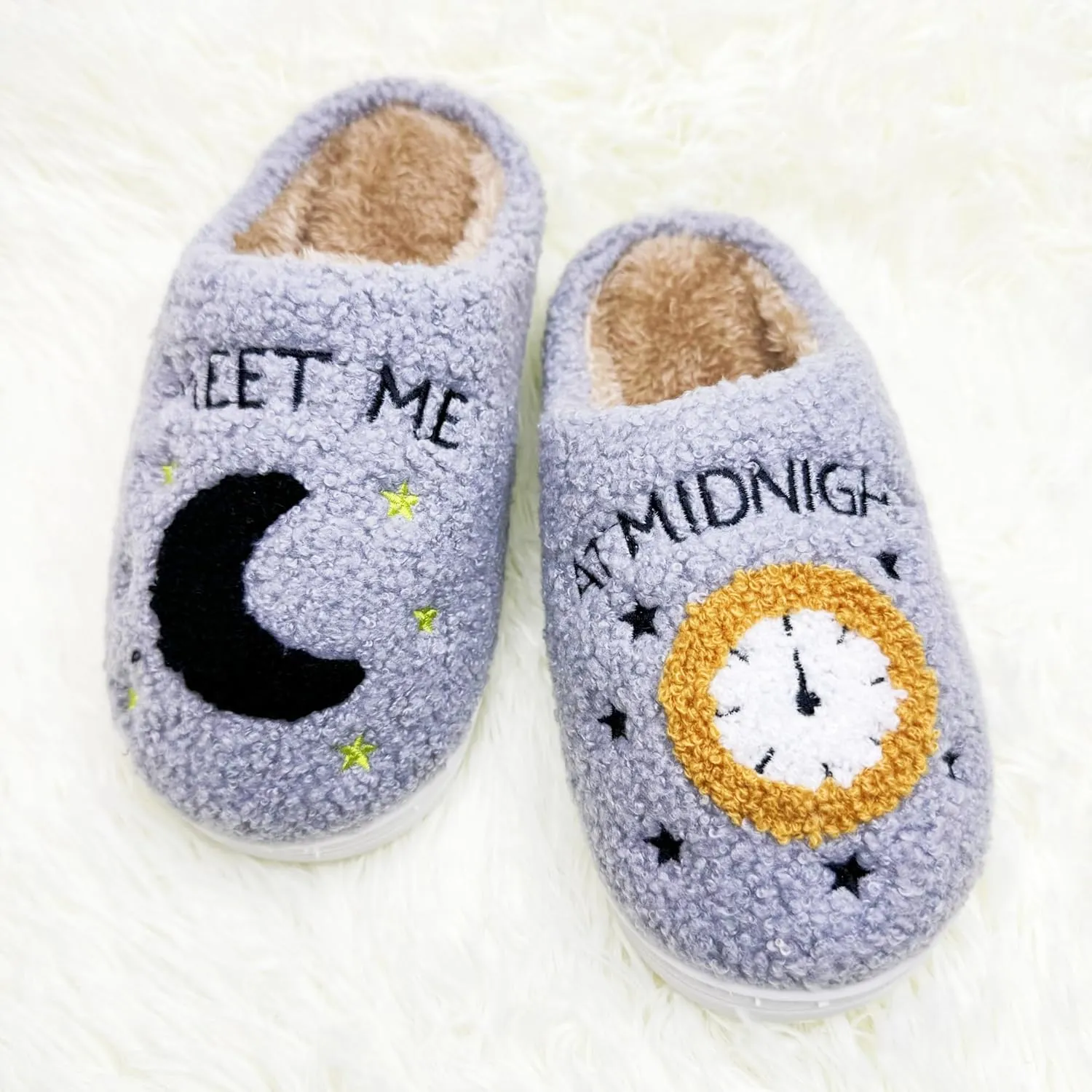 Women's Fuzzy Slipper Men's Smile Face Slippers Girls Indoor Bedroom Slipper Boys Fluffy Winter House Shoes Non-slip Home Shoes