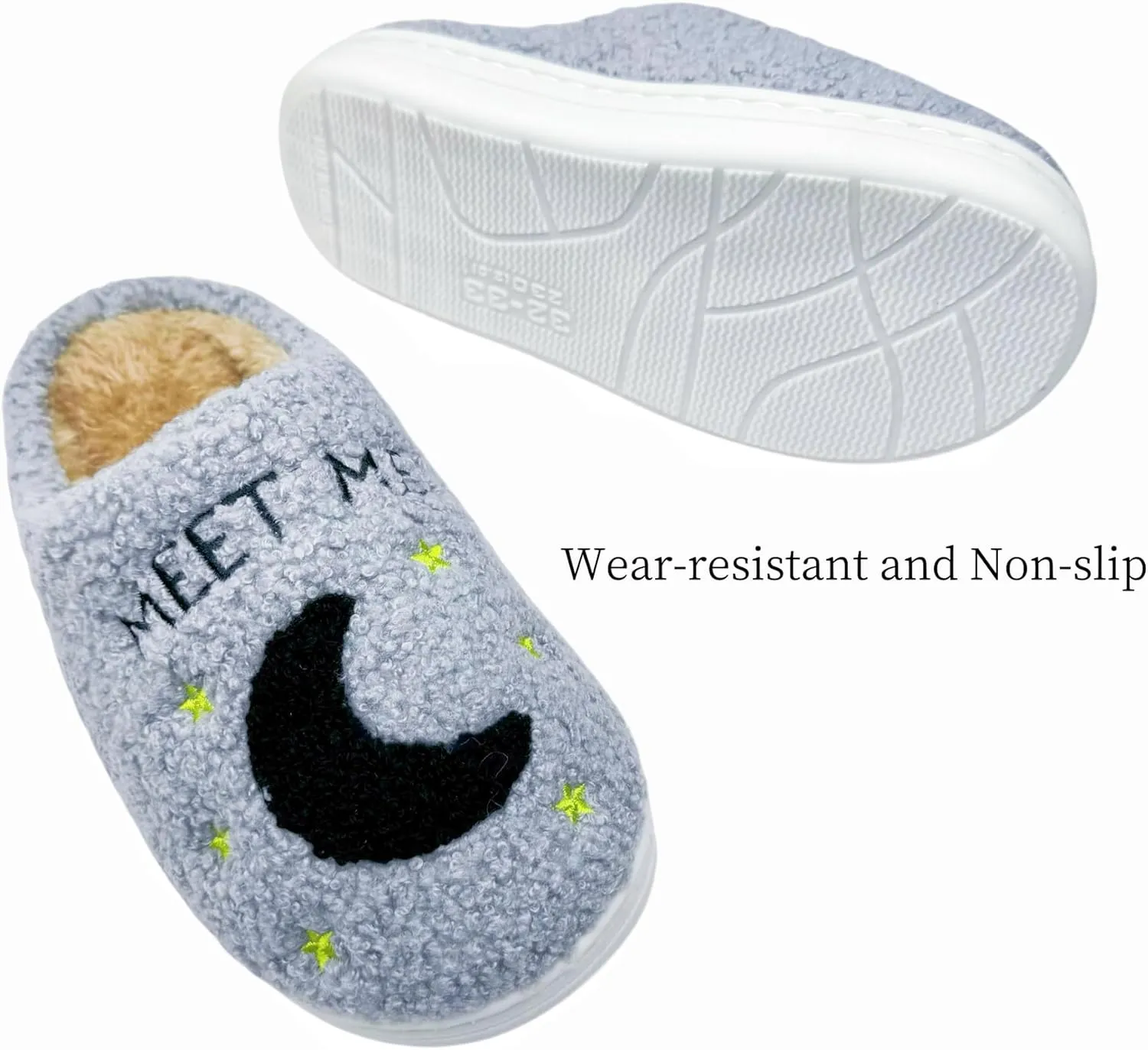 Women's Fuzzy Slipper Men's Smile Face Slippers Girls Indoor Bedroom Slipper Boys Fluffy Winter House Shoes Non-slip Home Shoes