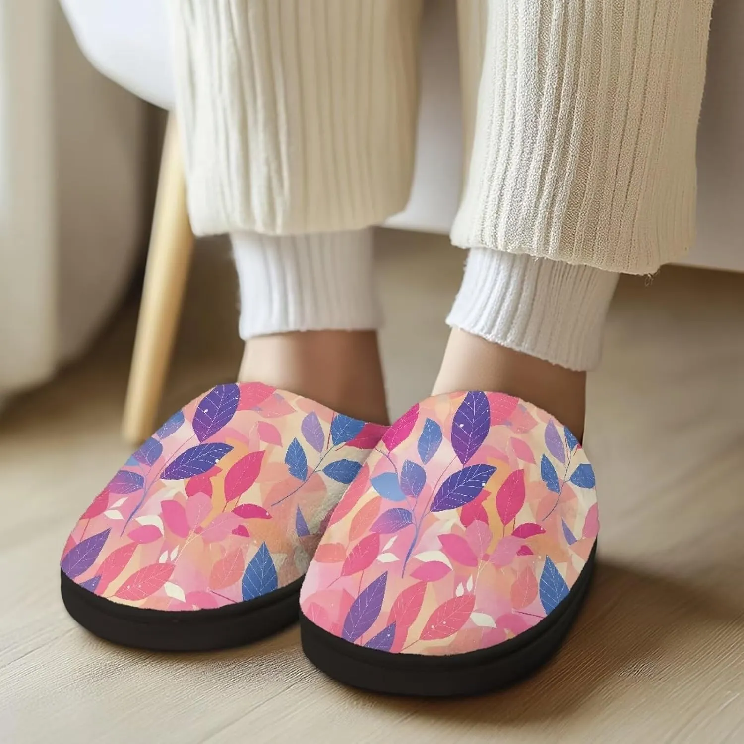 Womens Hawaii Cozy&Warm Printed Slipper with Halloween Cow Spot Grippers Cozy and Fun House Slippers for Women