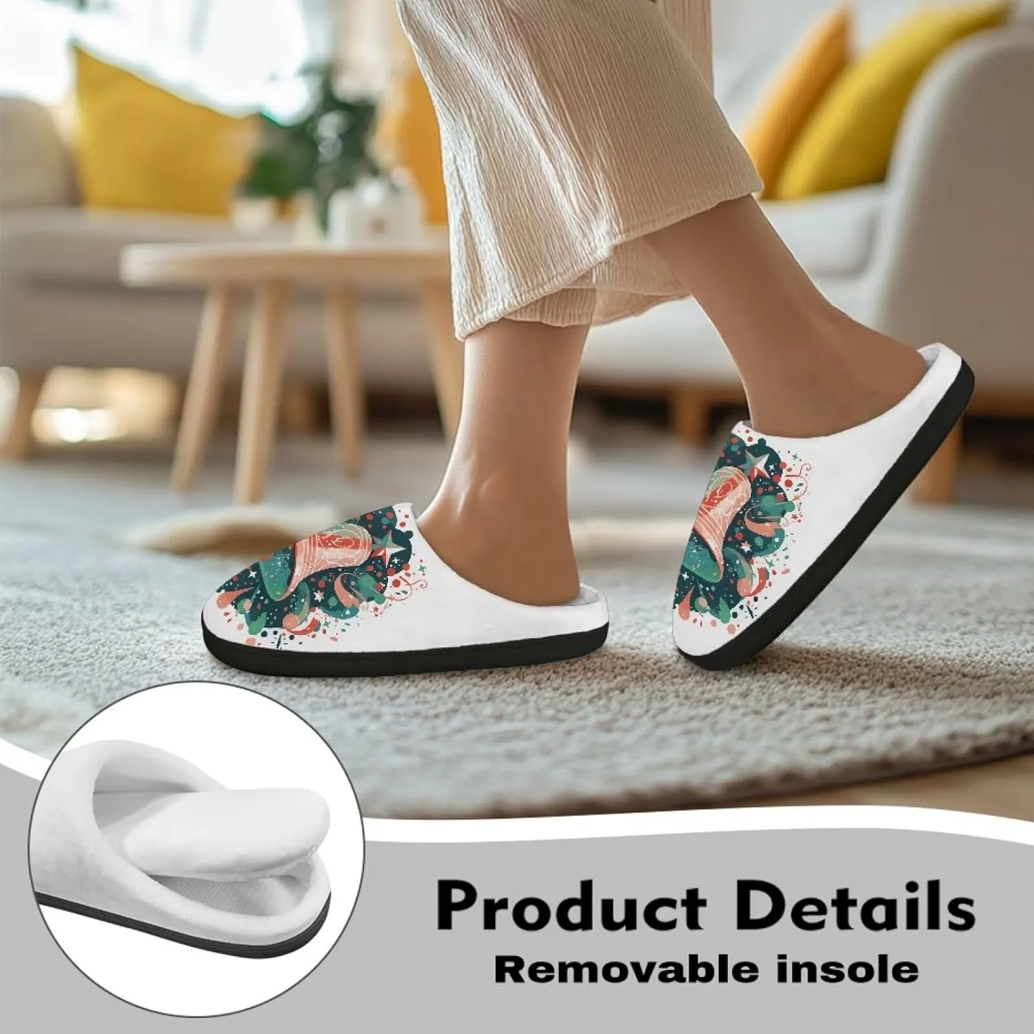 Womens Hawaii Cozy&Warm Printed Slipper with Halloween Cow Spot Grippers Cozy and Fun House Slippers for Women