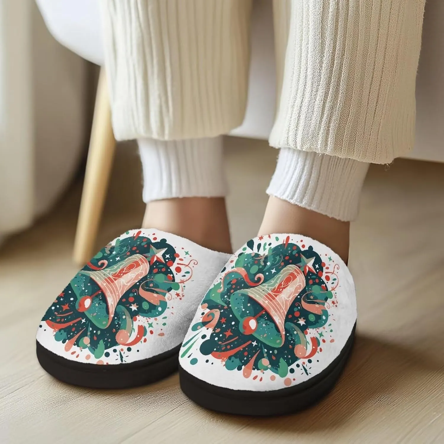 Womens Hawaii Cozy&Warm Printed Slipper with Halloween Cow Spot Grippers Cozy and Fun House Slippers for Women