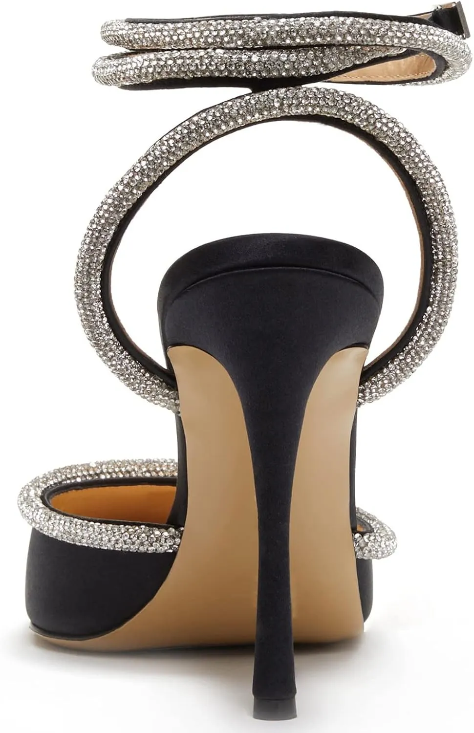 Women's Heeled Sandals Pointed Toe Crystal Heart Glitter Pumps Rhinestones Embellished Ankle Strap Slip-On Stilettos Wedding Party Dress Shoes