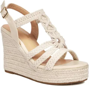 Women's High Heels Open Toe Espadrille Wedge Sandals Braided Upper Buckled Ankle Strap Cushioned Insole Versatile Shoes