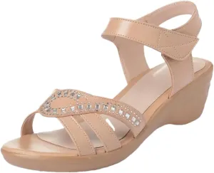 Womens Hook Loop Back Strap Wedge Heel Open Side Vamp Basic Sandals Upper Soft Bottom Summer Sandals