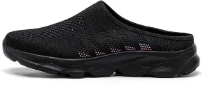 Women's Knit Round Toe Platform Clogs Mules Slip-On Casual Breathable Backless Wedge Arch Support Sneakers Non-Slip Lightweight Soft Sole Walking Driving Shoes