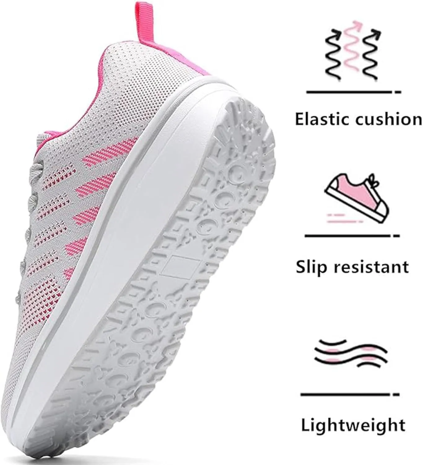 Women's Lace Up Wedge Inner Heightening Walking Shoe Breathable Fashion Sneakers Lightweight Non Slip Workout Shoes