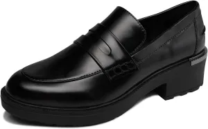 Women’s Loafers Shoes Leather Chunky Penny Loafers for Women Dressy Platform Casual Business Shoes