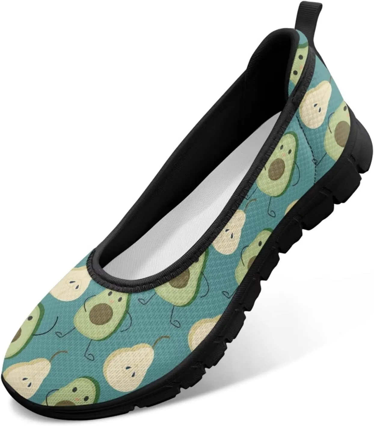 Womens Low Cut Shoes Casual Mesh Loafers Mushroom Tennis Sneakers Lightweight Slip On Fruit Print Breathable Shoe for Workout Walking