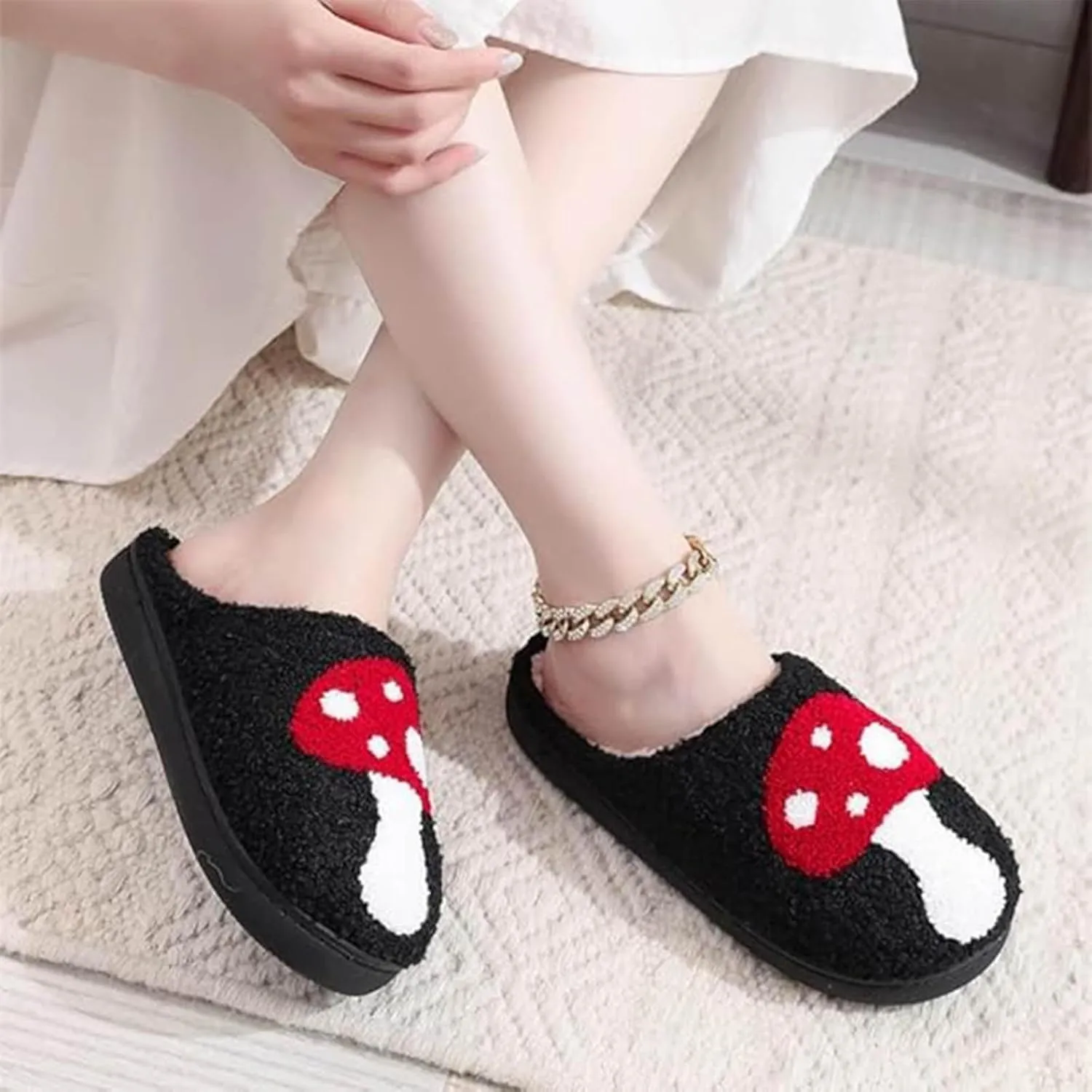 Womens Mens Slippers Retro Memory Foam Cute Cartoon Plush Fluffy Warm Fur Lined slippers Indoor House Home Winter Shoes