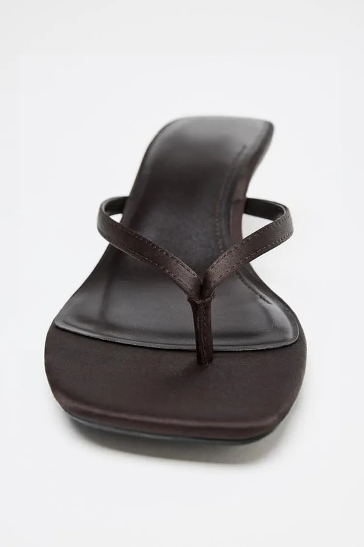 Women's Miami Kitten Heels Sandals Square Open Toe Thong Sandal Flip Flop Heels  Memory Foam Heeled Sandals for Women