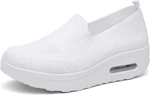 Women's Nursing Shoes Air Cushion Knit Shoes Wedge Sneaker Walking Shoes Platform Wedge Sneaker