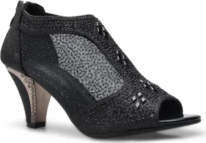 Women's Open Toe Glitter Shimmer T-Strap Cage Low Heels Wedge Sandal