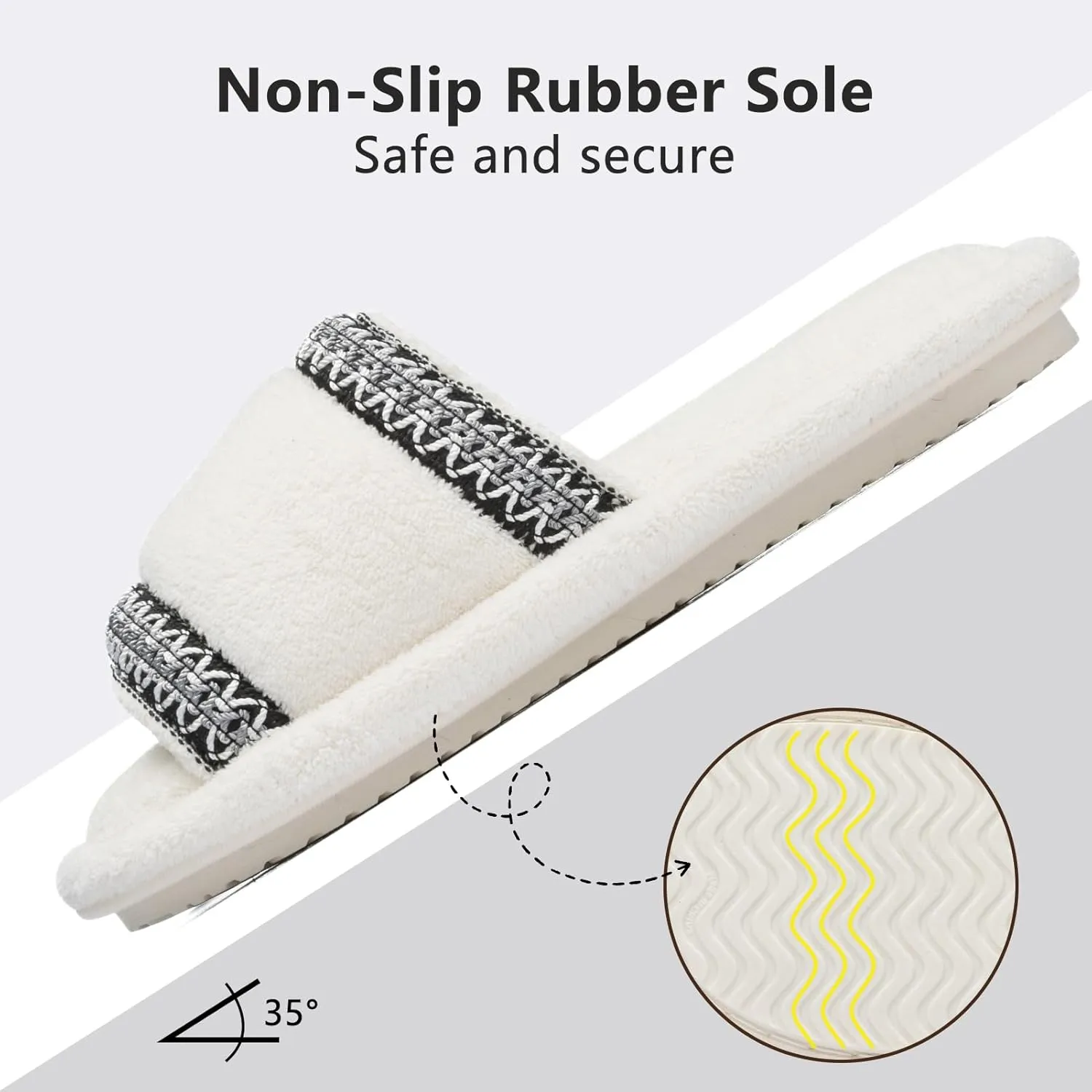 Women's Open Toe Slippers with Memory Foam Fuzzy House Slippers Indoor Outdoor Soft Anti-Skid Warm Gifts for Women Mom