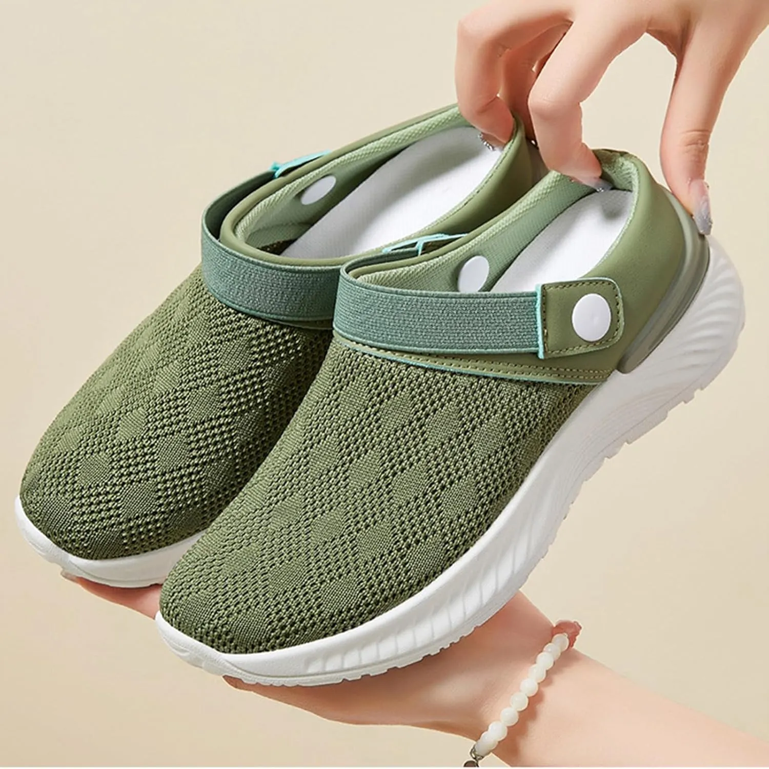 Women's Orthopedic Sandals Summer Breathable Mesh Hollow Out Walking Mules Casual Lightweight Closed Round Toe Slip On Outdoor Beach Shoes Fashion Quick Drying Water Shoes