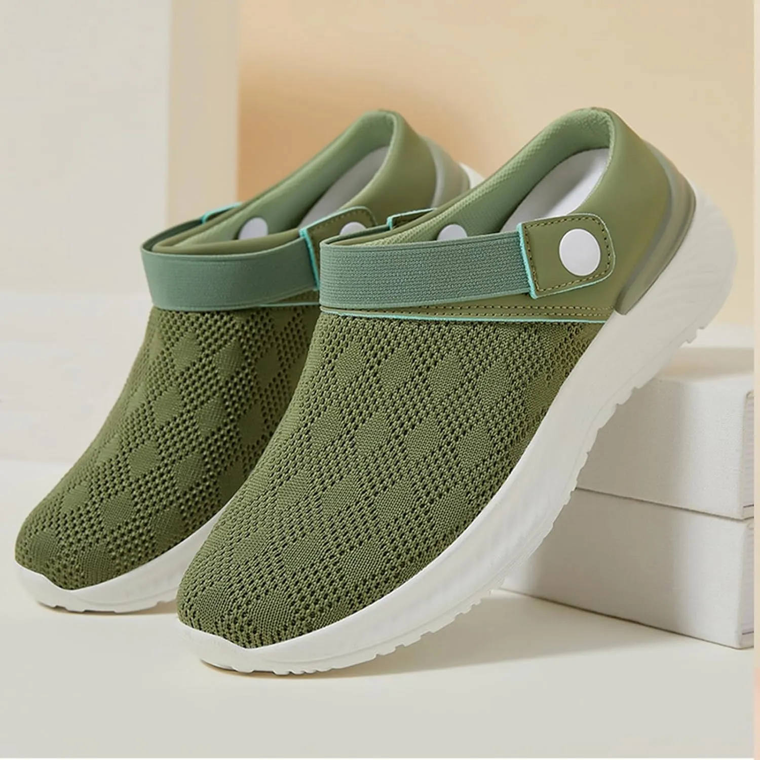 Women's Orthopedic Sandals Summer Breathable Mesh Hollow Out Walking Mules Casual Lightweight Closed Round Toe Slip On Outdoor Beach Shoes Fashion Quick Drying Water Shoes
