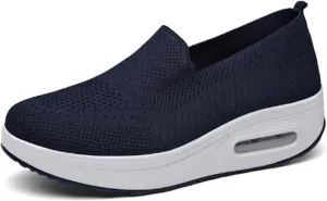 Women's Orthopedic Sneakers Diabetic Casual Walking Wide Shoes Air Cushion Slip on Shoe Breathable Jogging Running Tennis Shoes Mesh Arch Support Lightweight Soft Sneakers