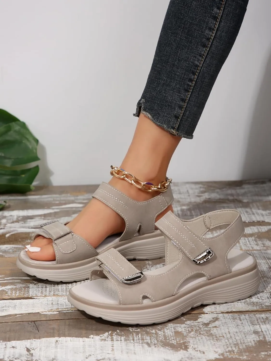 Women's Orthopedic Sport Sandals Shoes with Soft Cushion Foam Arch Support Casual Platform Shoes Dressy Back Strap