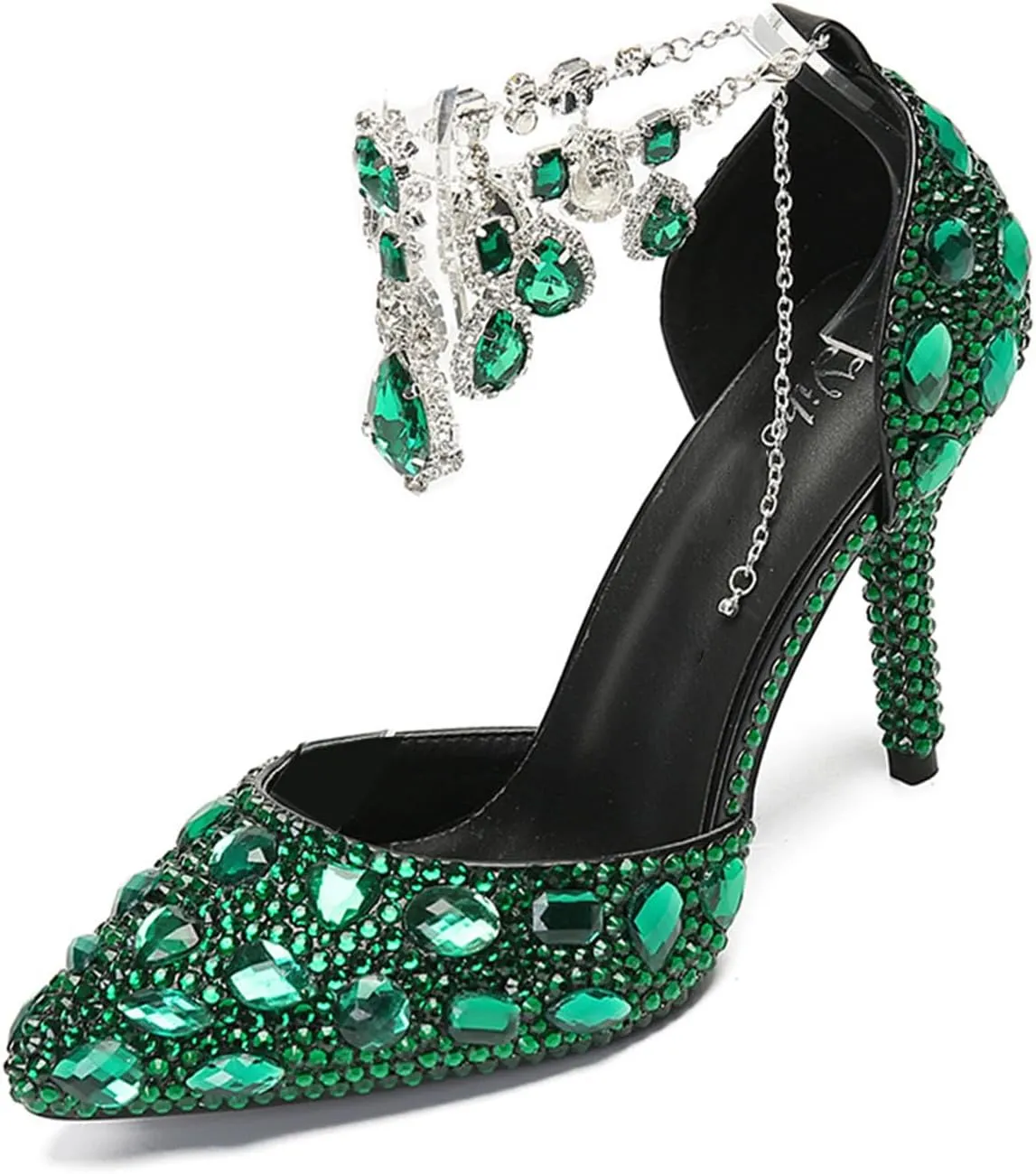 Women's Oversized Tassel Rhinestone High Heels Slim Heel Pointed Sandals Bride's Luxurious Rhinestone Wedding Shoes
