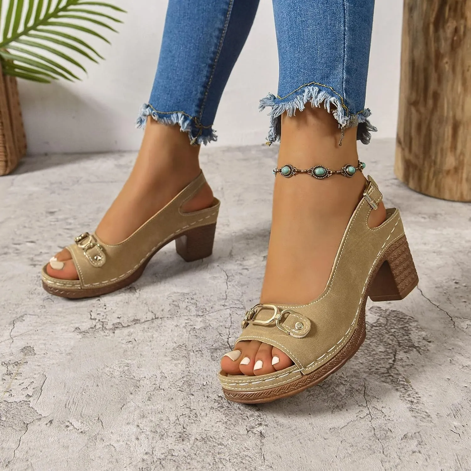 Women's Platform Sandals Comfortable Orthopedic Shoes Trendy Open Toe Shoes Adjustable Ankle Back Strap Summer Sandals with Arch Support Casual Dressy Wide Wedge Sandal for Work Dating Party