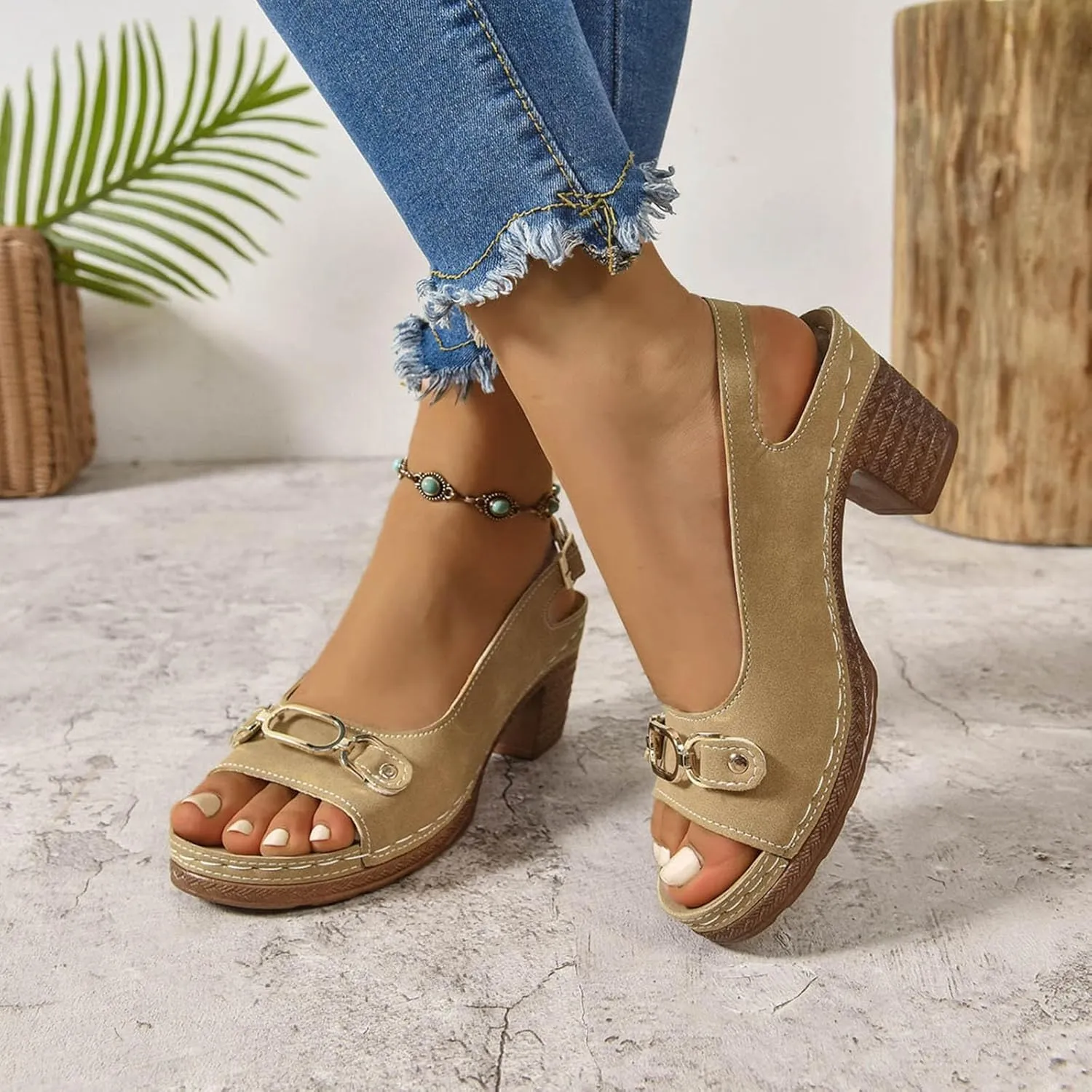 Women's Platform Sandals Comfortable Orthopedic Shoes Trendy Open Toe Shoes Adjustable Ankle Back Strap Summer Sandals with Arch Support Casual Dressy Wide Wedge Sandal for Work Dating Party