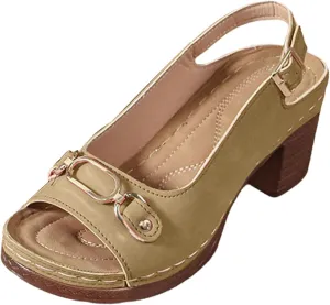 Women's Platform Sandals Comfortable Orthopedic Shoes Trendy Open Toe Shoes Adjustable Ankle Back Strap Summer Sandals with Arch Support Casual Dressy Wide Wedge Sandal for Work Dating Party