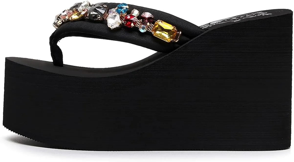 Womens Platform Wedge Flip Flops Chunky High Heel Sandals Beach Thong Heeled Sandal Slippers for Women