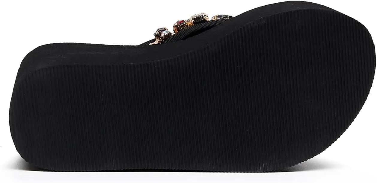 Womens Platform Wedge Flip Flops Chunky High Heel Sandals Beach Thong Heeled Sandal Slippers for Women