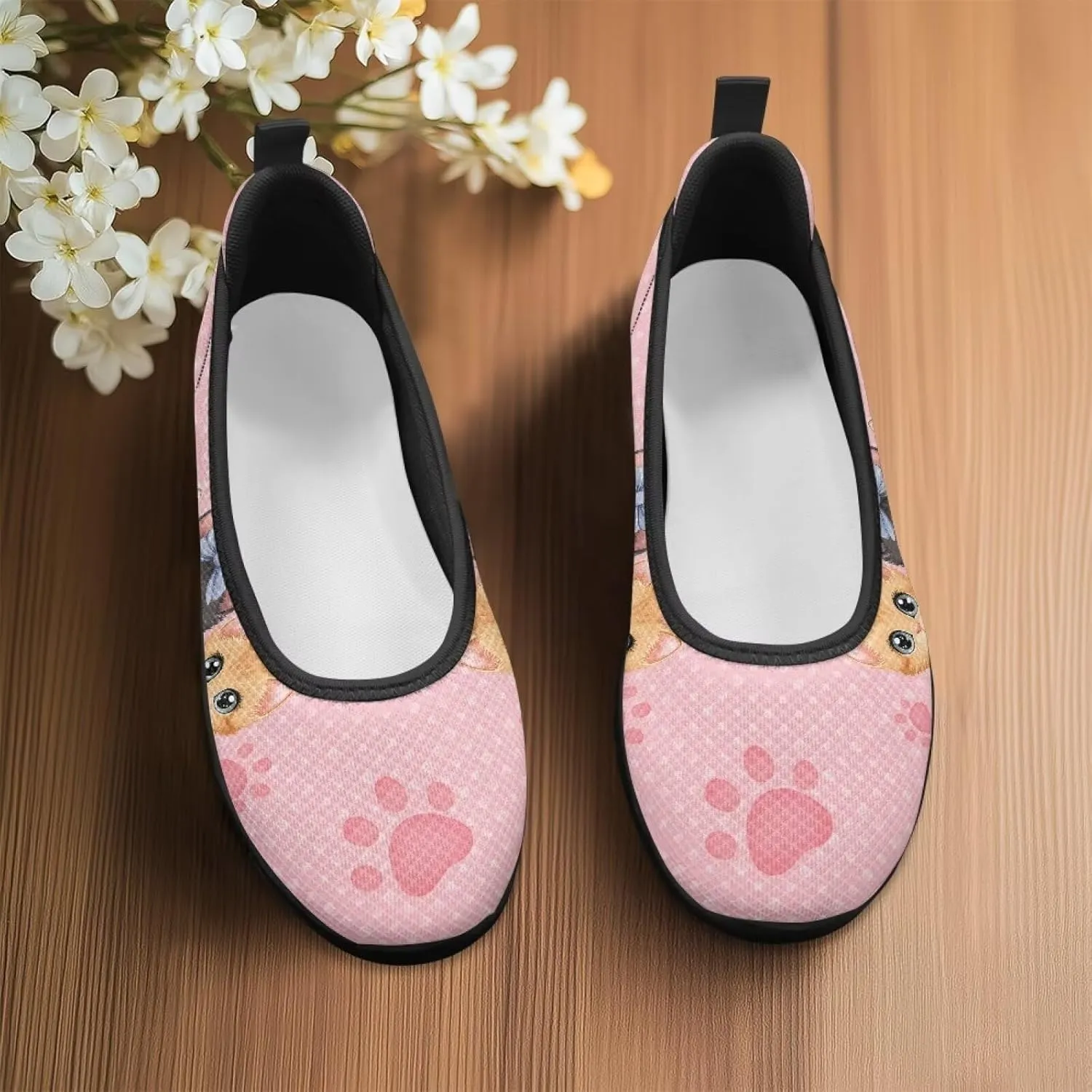 Women's Slip on Loafer Shoes Mesh Casual Ballet Flat Walking Sneakers Knit Round Toe Casual Shoes