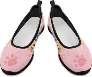 Women's Slip on Loafer Shoes Mesh Casual Ballet Flat Walking Sneakers Knit Round Toe Casual Shoes