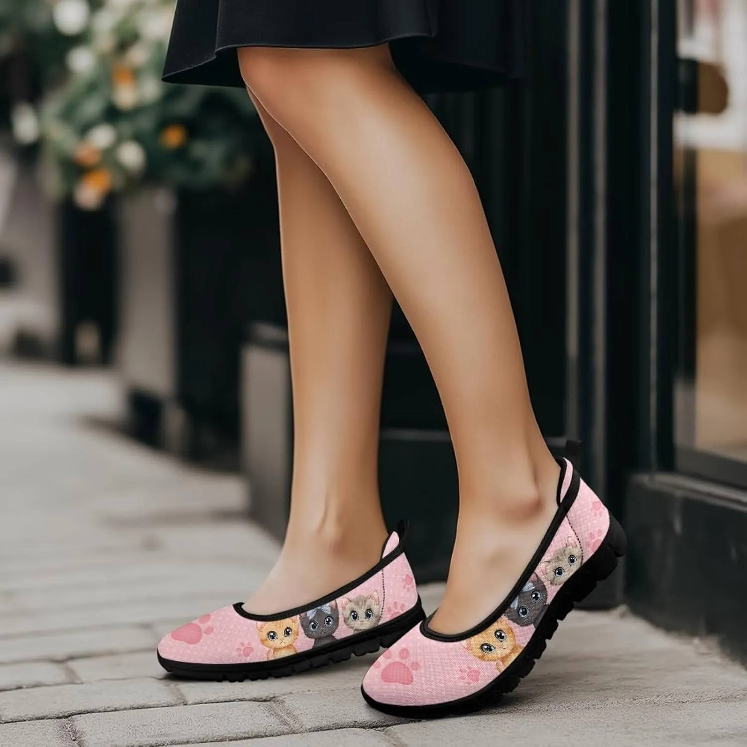 Women's Slip on Loafer Shoes Mesh Casual Ballet Flat Walking Sneakers Knit Round Toe Casual Shoes