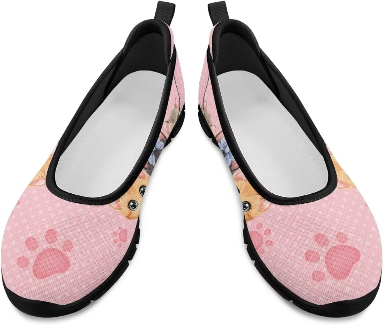 Women's Slip on Loafer Shoes Mesh Casual Ballet Flat Walking Sneakers Knit Round Toe Casual Shoes